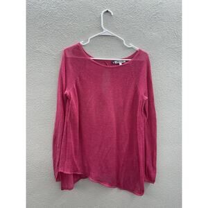 Jennifer Lopez Womens Shirt Size Large Pink Long Sleeve Semi-Sheer Keyhole Back